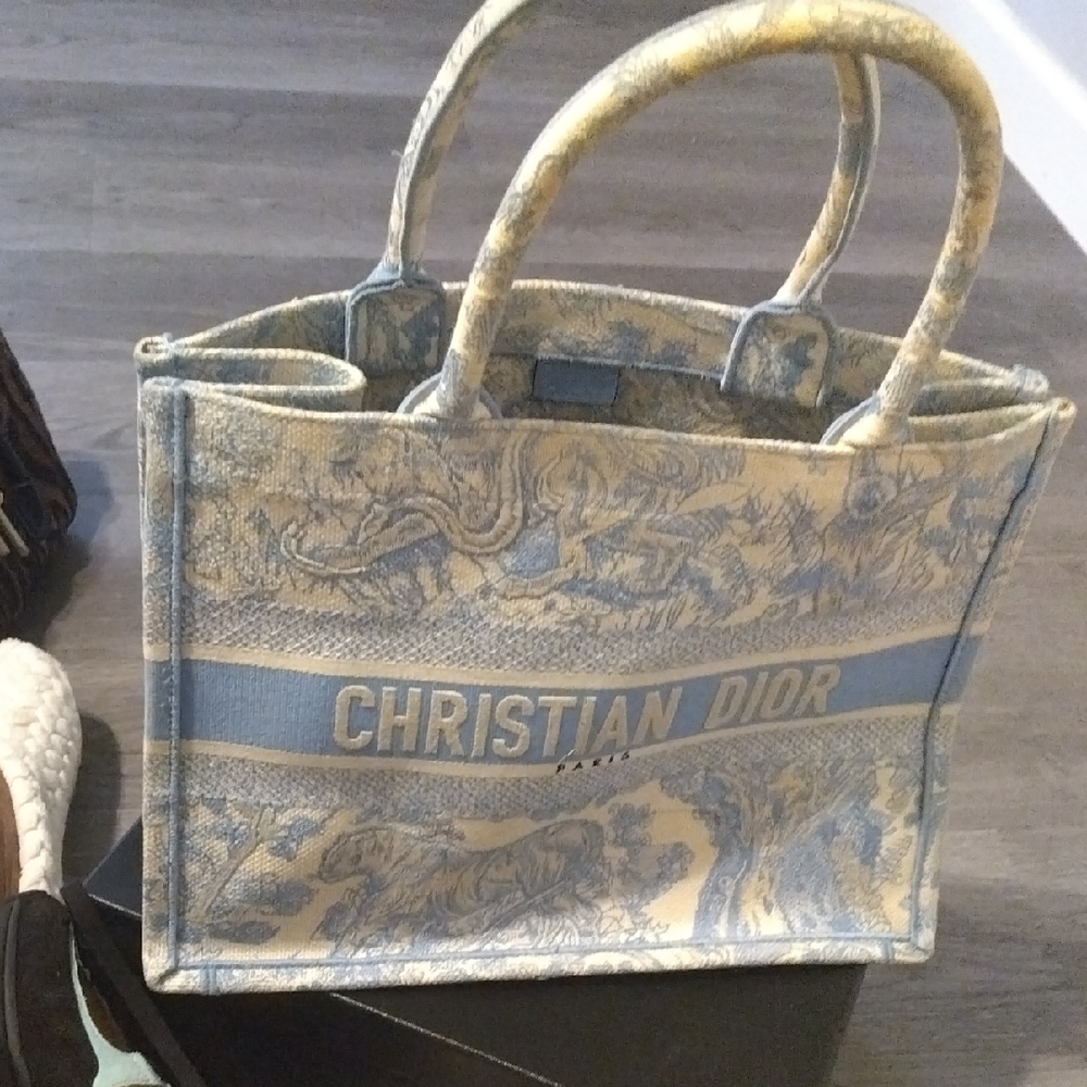 Christian Dior Blue and Cream Tote Bag